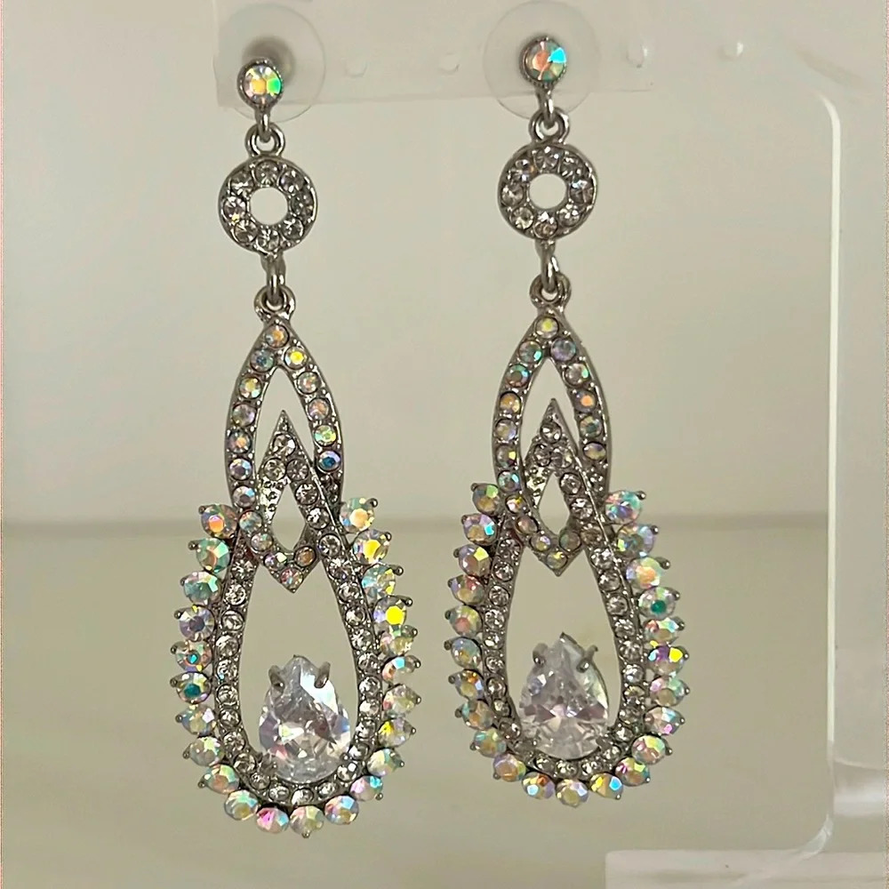Elegant Silver and Crystal Drop Earrings